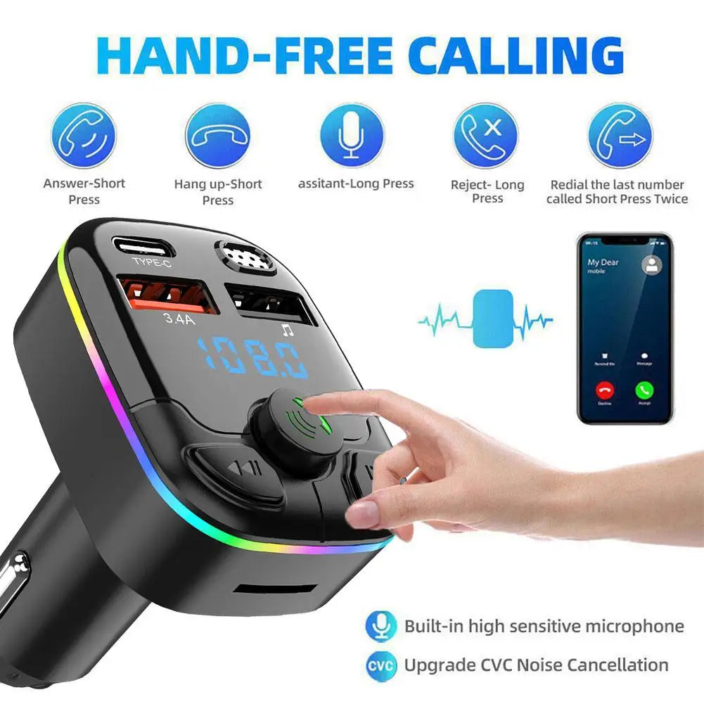 Car MP3 Player Fm Transmitter Wireless Bluetooth 5.0 Noise Reduction Audio Receiver Car Kit Handfree Dual Usb Car