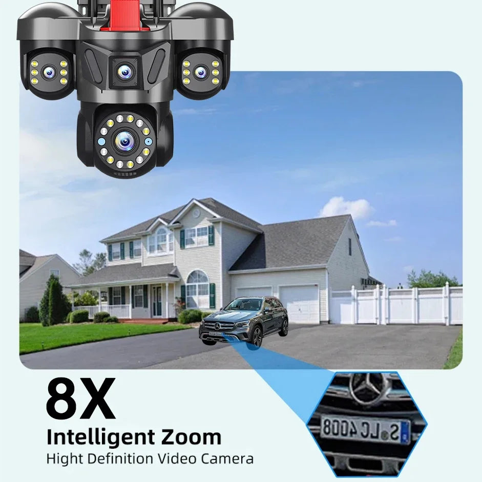 12K 24MP Outdoor Wifi Camera Triple Lens Home Security CCTV Video Surveillance System with Night Vision Triple Screens