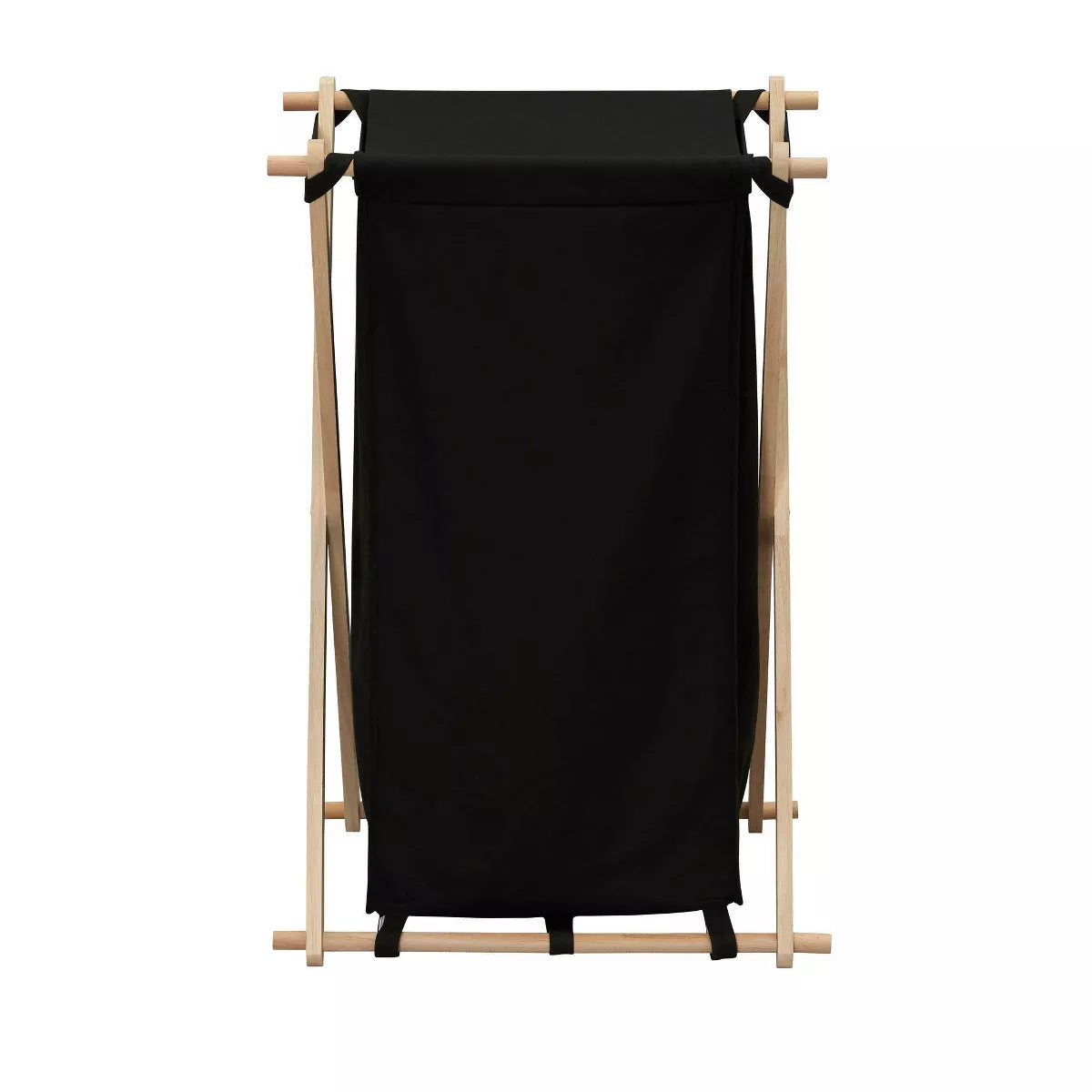 Wood X-Frame Laundry Hamper in Black with Liner - Collapsible Sorter, 139.72L Capacity