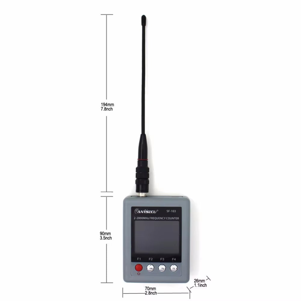 Anysecu SF103 2Mhz-200Mhz / 27Mhz -2800Mhz Portable Frequency Counter CTCCSS/DCS Testable, DMR Digital Signal Meter SF-103