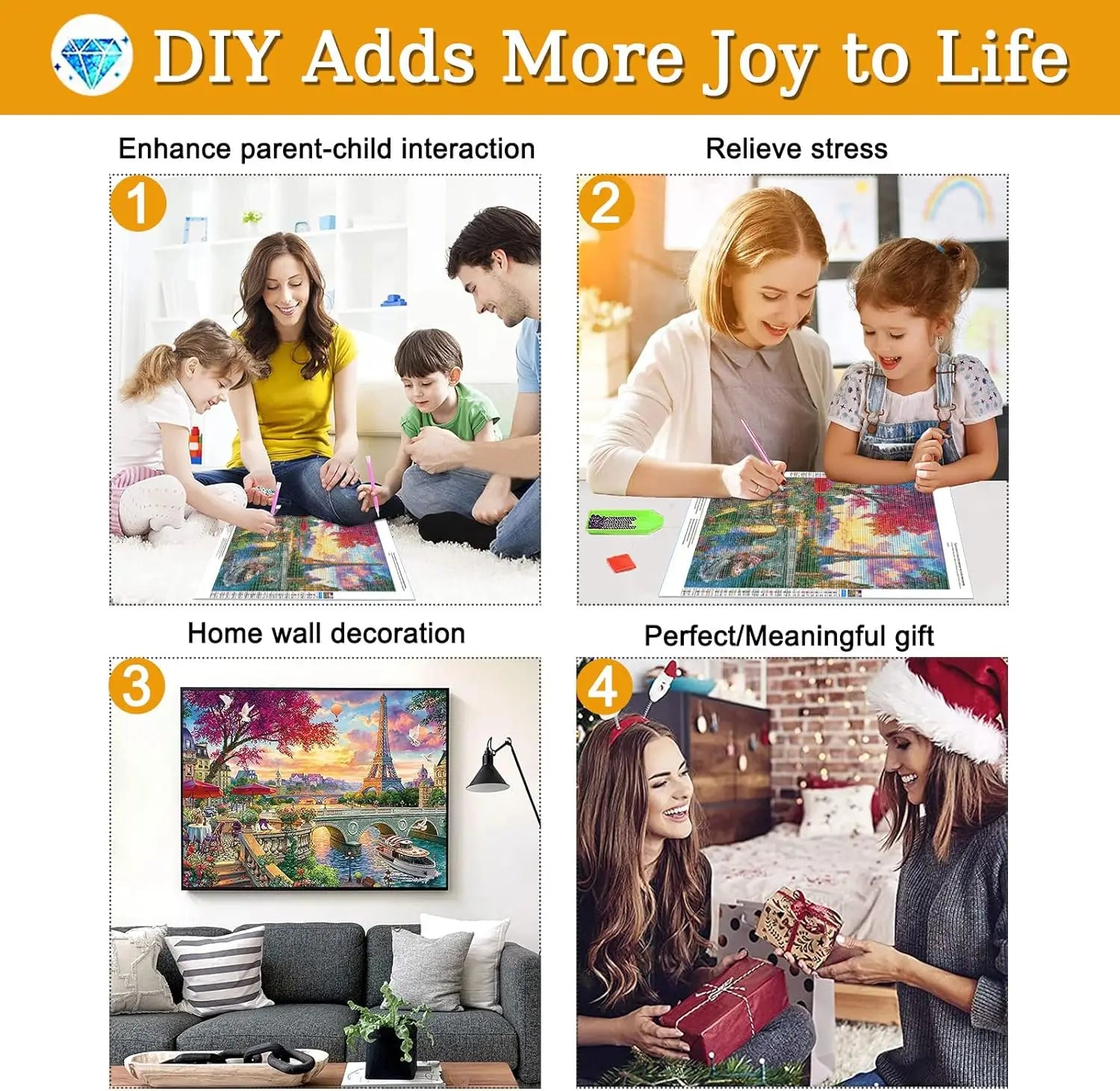 5D Paris Landscape Diamond Painting Kits for Adults Eiffel Tower Scenery Diamond Art DIY Full round Drill Painting with Diamonds