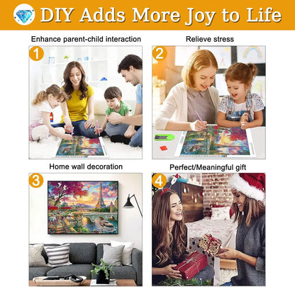 5D Paris Landscape Diamond Painting Kits for Adults Eiffel Tower Scenery Diamond Art DIY Full round Drill Painting with Diamonds