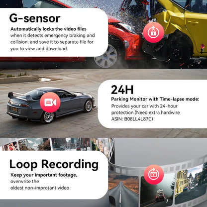 Dash Cam Z50 Front and Rear 4K, Cam Car Camera with 2160P Front +1080P Rear, Built-In Wifi GPS, Dual Dash Camera for Cars