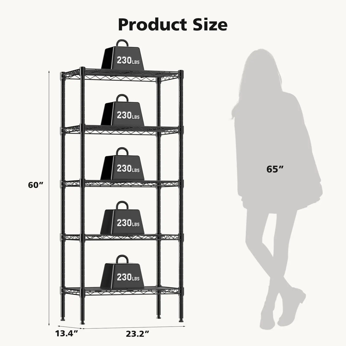JHK Adjustable 3-5 Tier Heavy Duty Metal Wire Storage Shelves for Living Room and Kitchen
