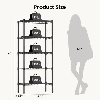JHK Adjustable 3-5 Tier Heavy Duty Metal Wire Storage Shelves for Living Room and Kitchen