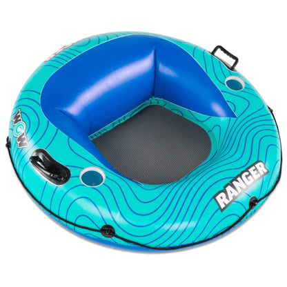 WOW Watersports Ranger 1-Person River Tube with Mesh Bottom and Cup Holder