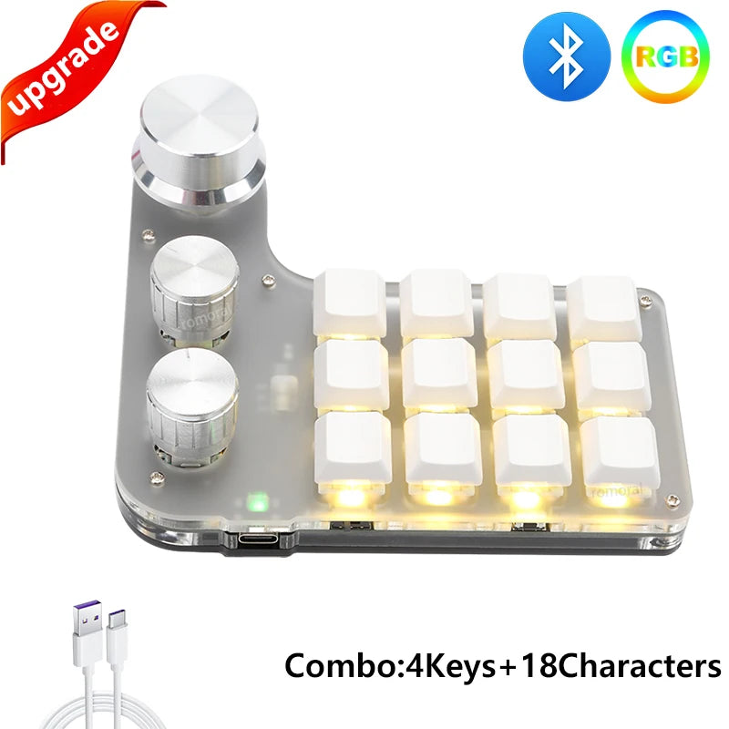 USB Custom Keyboard Macro 6/21 Key 1 Knob Programming RGB Bluetooth Gaming Photoshop Hotswap Mini Mechanical Bluetooth Keyboard