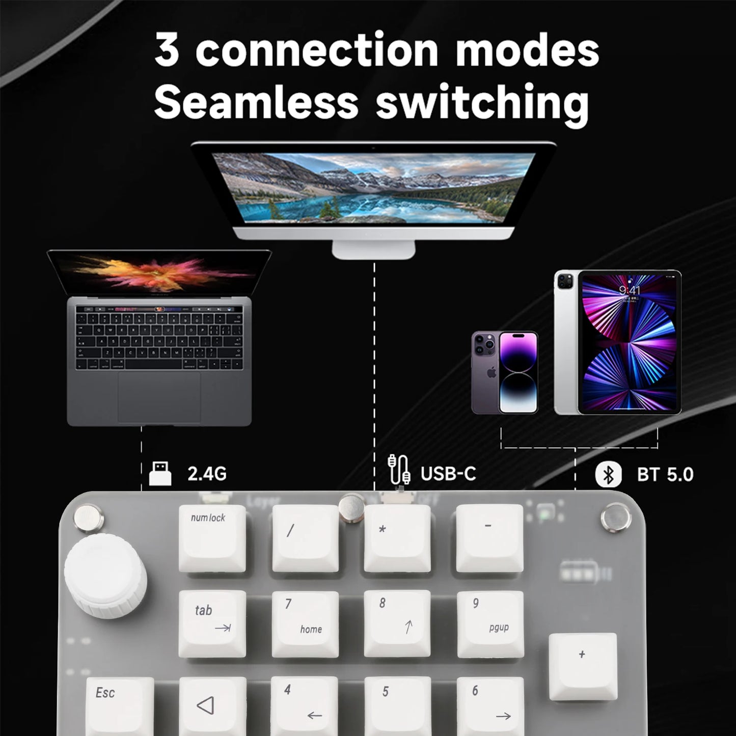 USB Custom Keyboard Macro 6/21 Key 1 Knob Programming RGB Bluetooth Gaming Photoshop Hotswap Mini Mechanical Bluetooth Keyboard