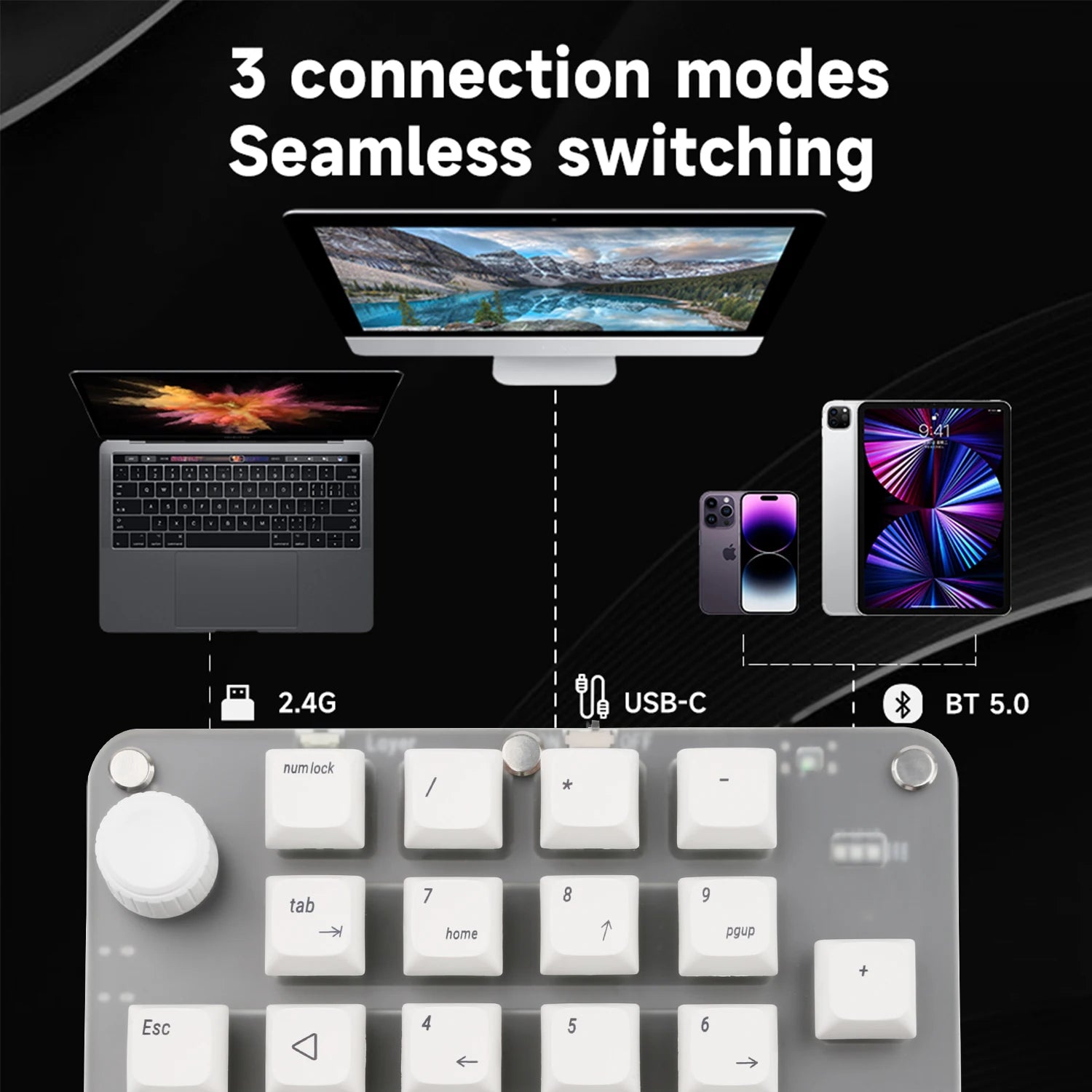USB Custom Keyboard Macro 6/21 Key 1 Knob Programming RGB Bluetooth Gaming Photoshop Hotswap Mini Mechanical Bluetooth Keyboard