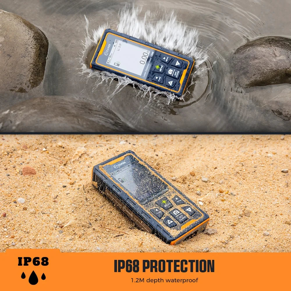  Laser Distance Measure 120M 393Ft Digital Pointfinder 4X Zoom P2P Technology IP68 Waterproof Bluetooth Wireless Charging 2.4" IPS Display