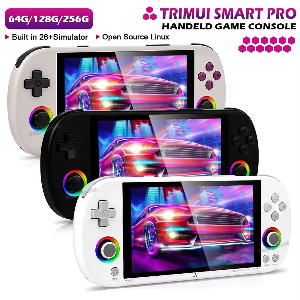 128G 256G  Smart Pro Handheld Game Console 4.96''IPS Screen Linux System Joystick RGB Lighting Retro Video Game Player NEW