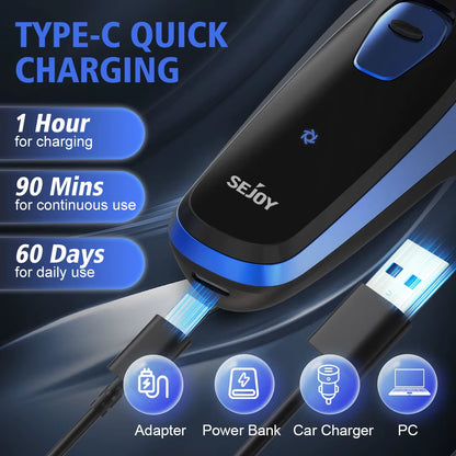 Cordless Electric Razor for Men with Pop-Up Trimmer, Wet/Dry Rotary Shaver, Ideal for Travel, USB Fast Charging