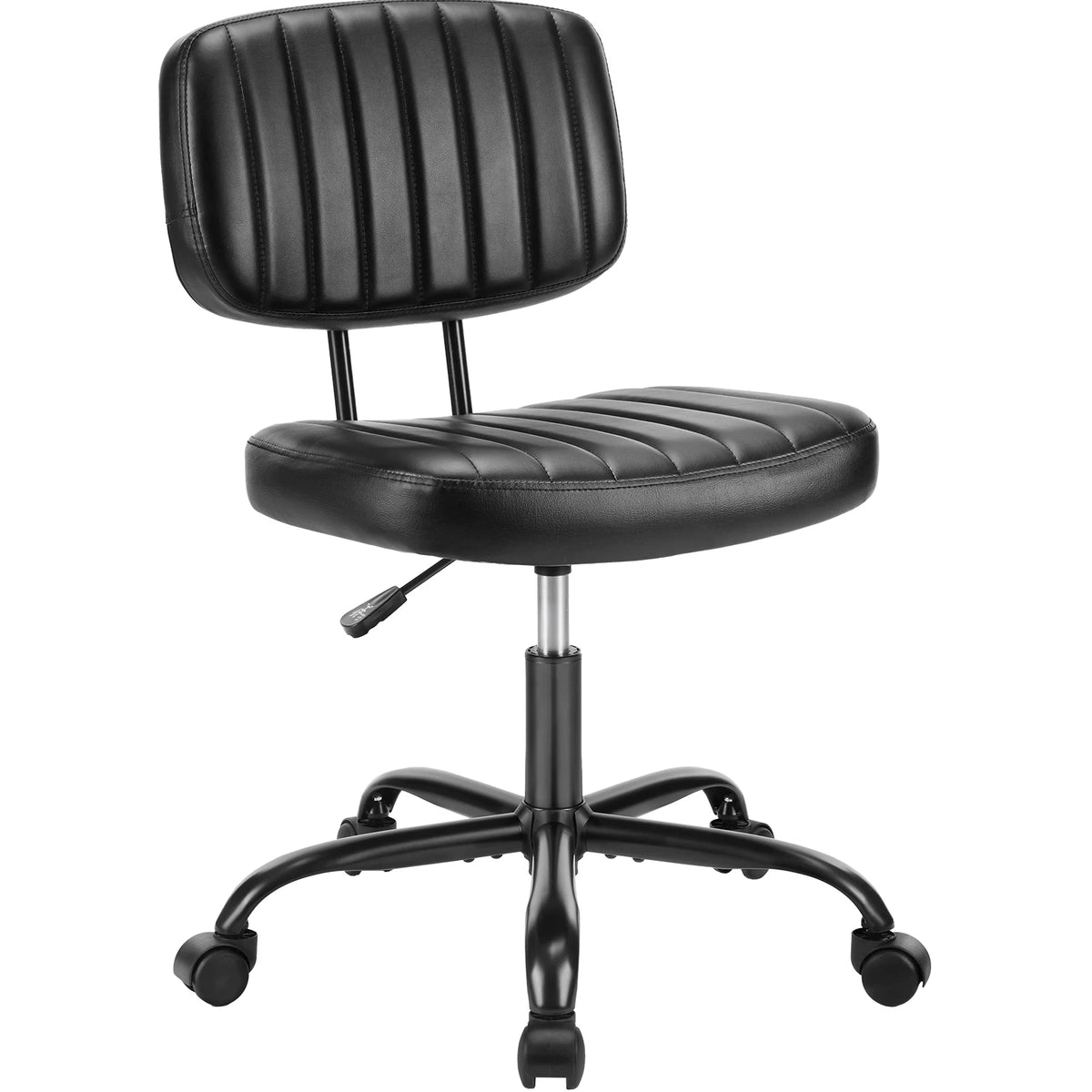 Ergonomic Armless PU Leather Office Chair with Swivel and Height Adjustment for Home and Gaming Use