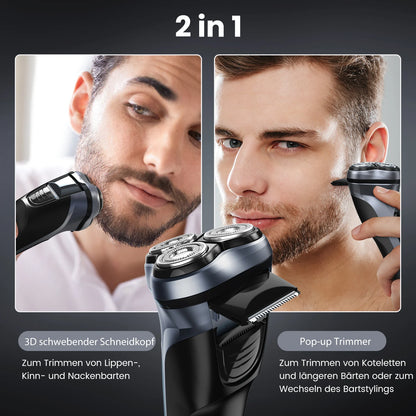 Sejoy 3D Floating Rechargeable Electric Shaver for Men with Integrated Hair Trimmers