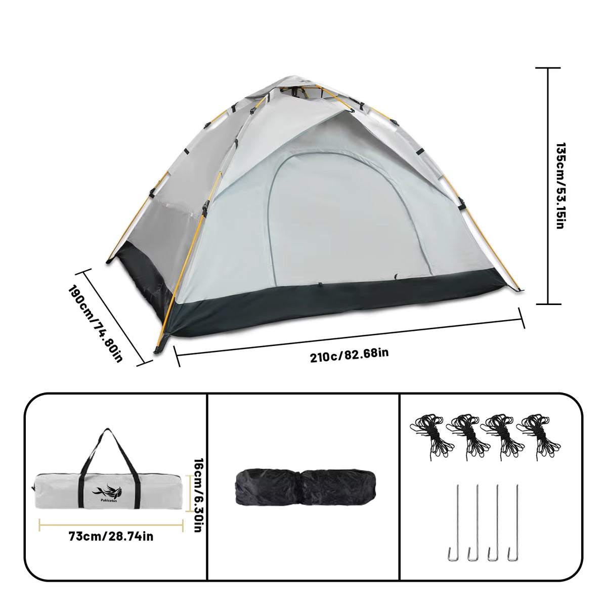 PAKICETUS Windproof Camping Tent for 2-4 Persons, Lightweight and Easy to Set Up, Ideal for Family Outdoor Adventures