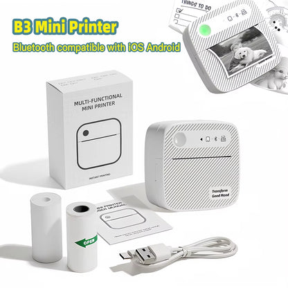 B3 Portable Photo Printer with Bluetooth Ios Android for Inkless Thermal Printing Sticker Printer Label Maker DIY Toy Kids Gift
