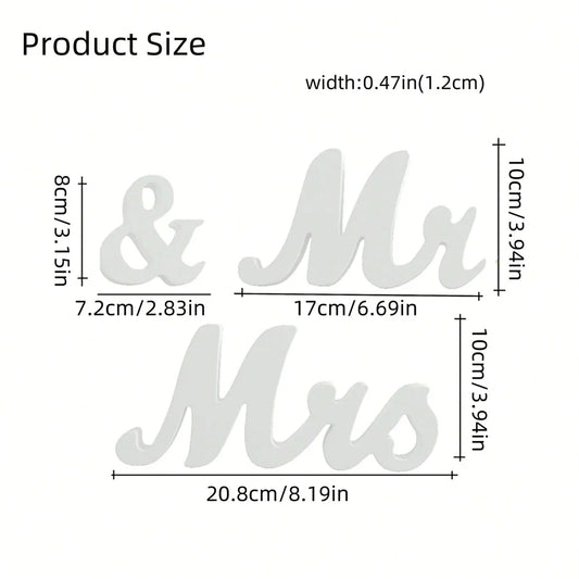 3Pcs/Set Wooden Mr & Mrs Sign Decoration for Wedding Party, Ceremony Check-In Desk, Dining Table, Suitable for Home, Hotel Decor