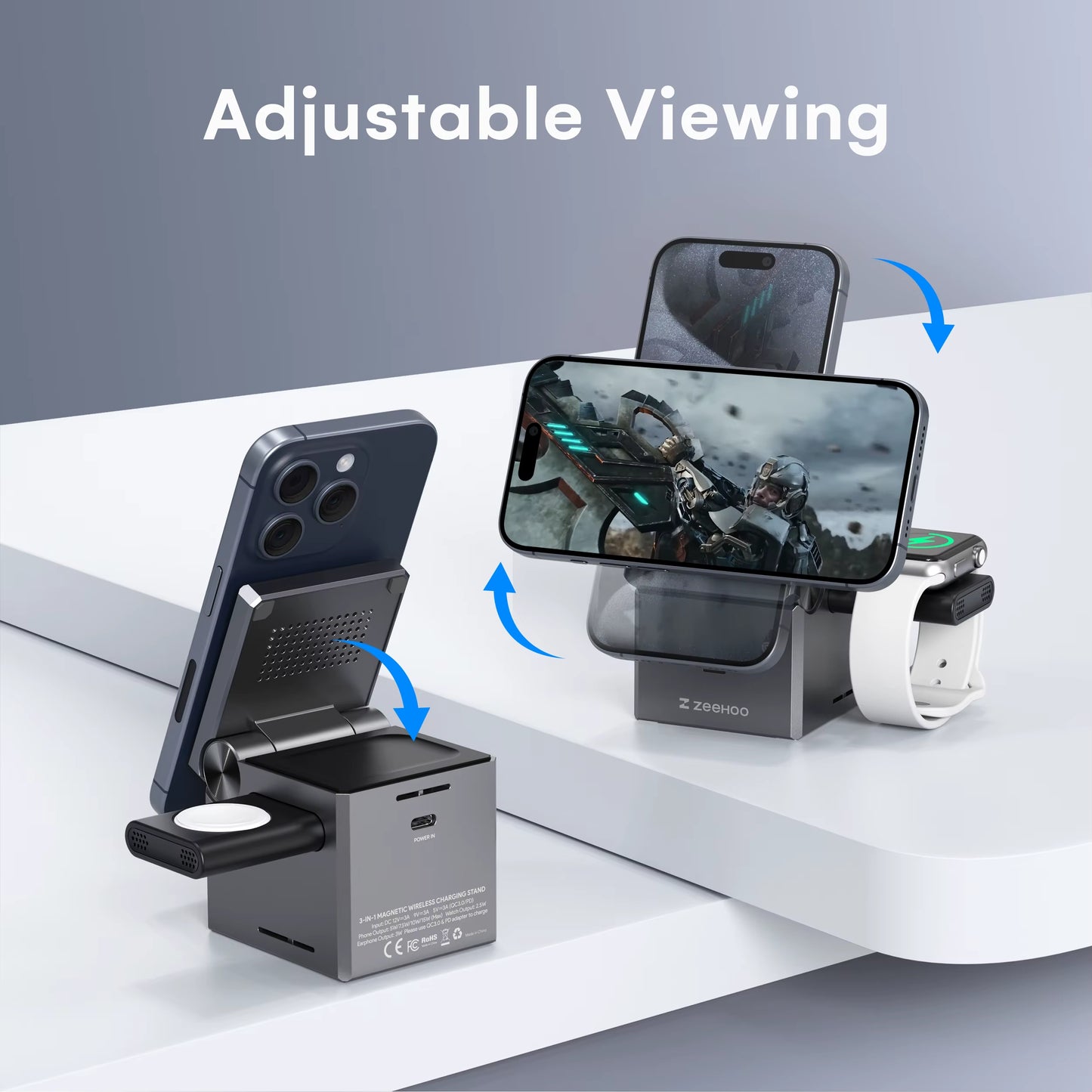 Zeehoo 3 in 1 Charging Station Multiple Devices Apple, Magsafe Portable Charger Iphone Wireless Stand, Travel Charger for Iphon