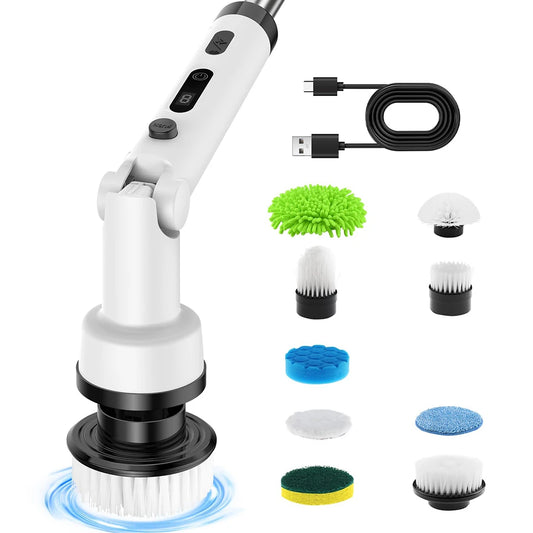 Novulife Cordless Electric Spin Scrubber with 9 Replacement Head Dual Speed Electric Brush for Cleaning Power Bathroom Scrubber for Bathtub Tile Floor