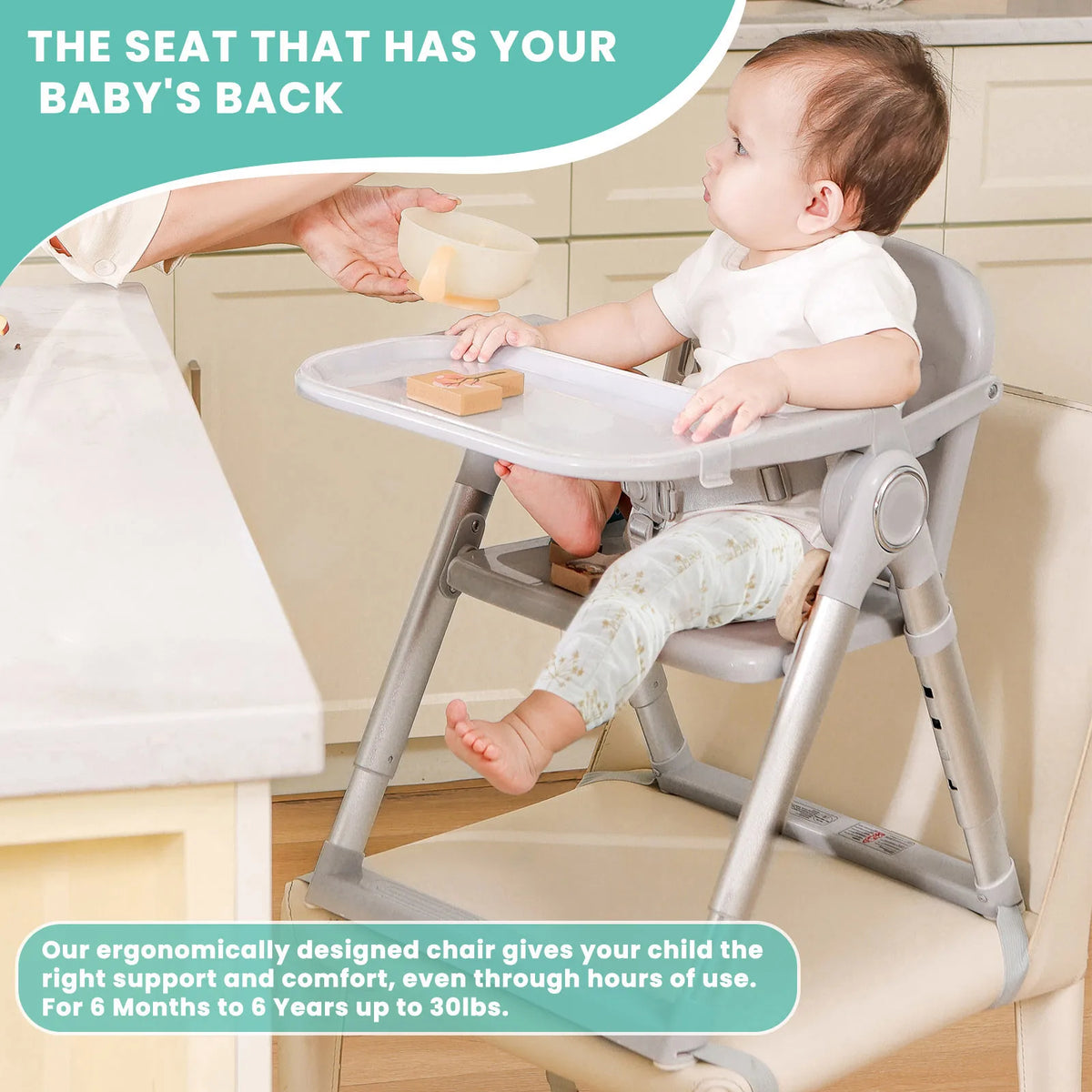 Portable High Chair Booster Seat for Infants and Toddlers (6 Months to 3 Years)