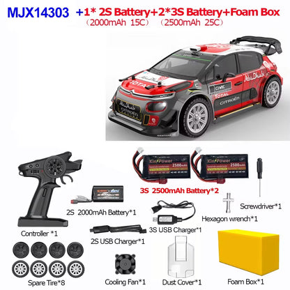 1/14 MJX 14303 High-Speed RC Drift Car - 2.4G Brushless 4WD Off-Road Rally Truck for Adults and Gift Use