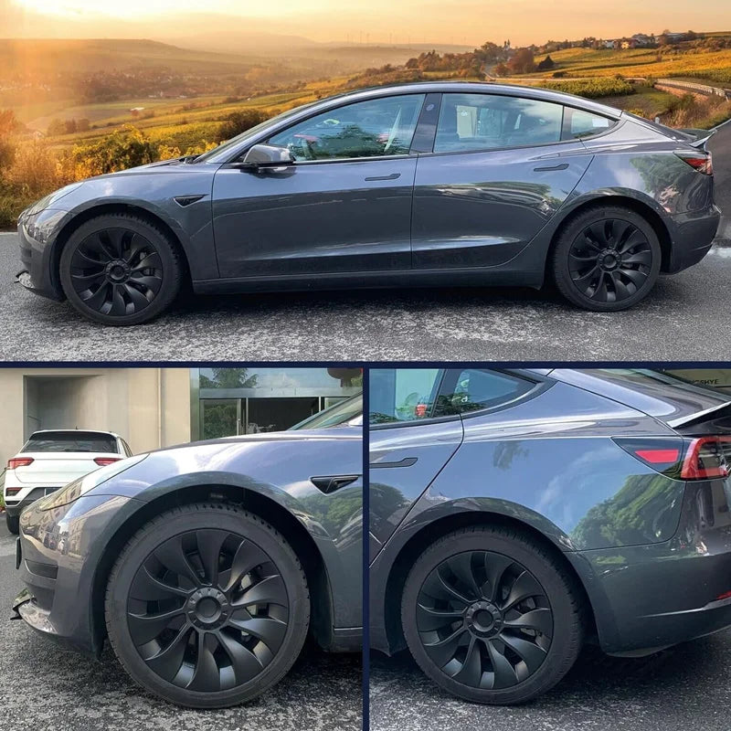 4-Piece Hub Cap Set for Tesla Model 3 - 18 Inch Wheel Cap Replacement and Full Rim Cover Accessories (2018-2023)