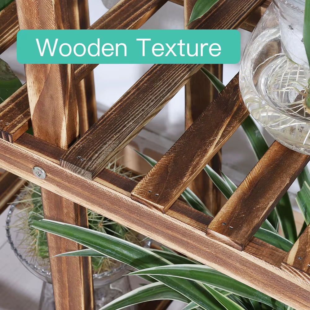 Multi-Tiered Wooden Plant Stand with Wheels for Indoor and Outdoor Use