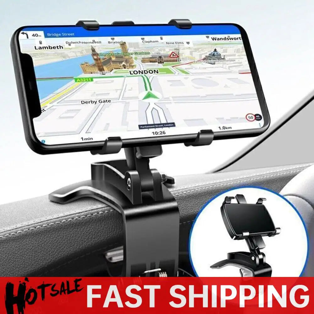 Rotatable Portable Car Mount for Dashboard, Rearview Mirror, and Sun Visor - Compatible with iPhone, Samsung, Xiaomi, Redmi, and Huawei