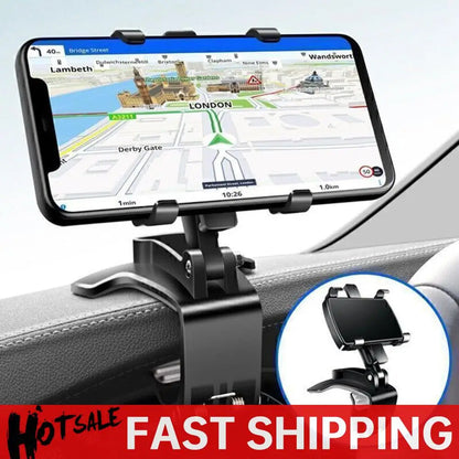 Rotatable Portable Car Mount for Dashboard, Rearview Mirror, and Sun Visor - Compatible with iPhone, Samsung, Xiaomi, Redmi, and Huawei