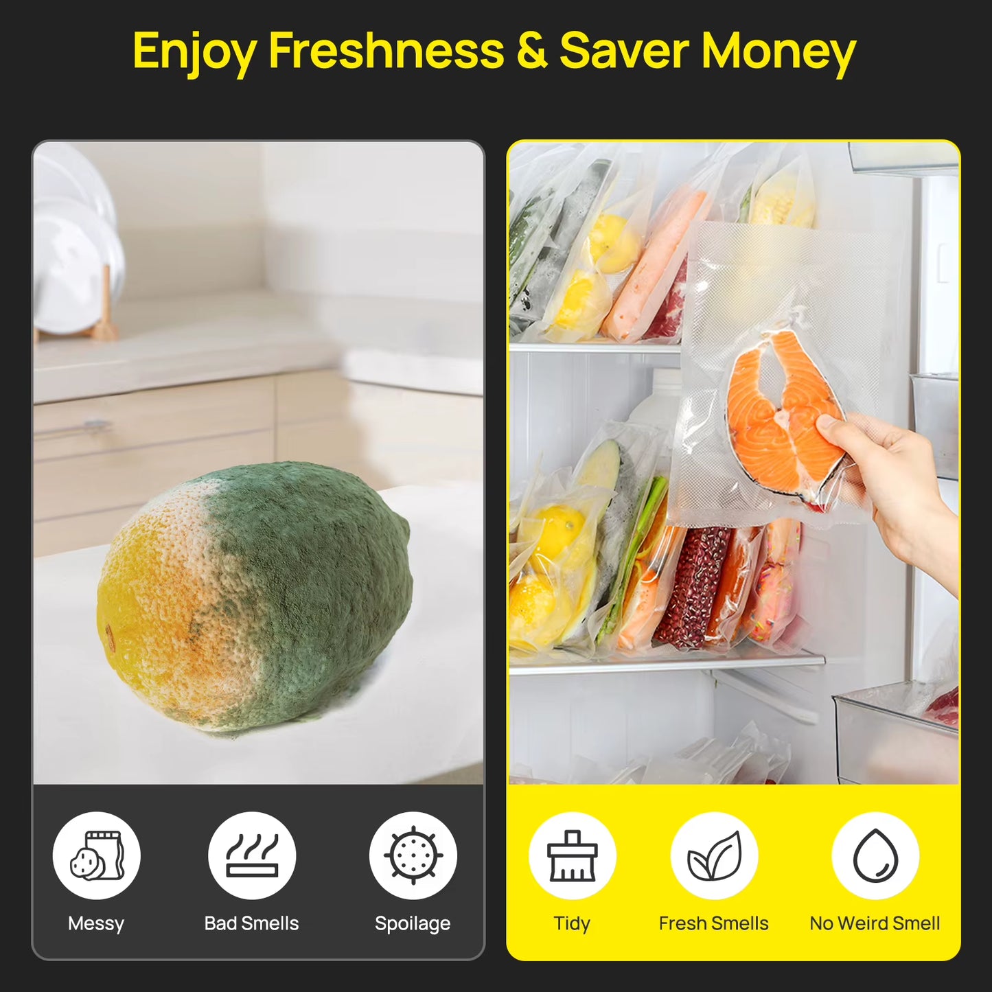 VH5188 Vacuum Packing Machine Built in Cutter&Storage Multifunction Automatic Vacuum Sealer Machine Commercial