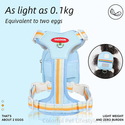 Adjustable No-Pull Dog Harness with Backpack Leash Set - Lightweight Mesh Vest for Small to Medium Dogs