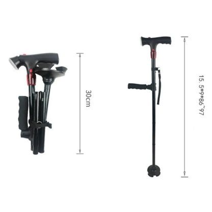 Telescopic Folding Cane with LED Alarm for Elderly Walking Assistance