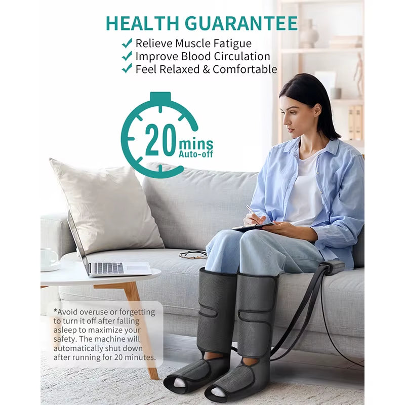 Leg Massager Air Compression Calf Wraps Air Pressure Massage for Blood Circulation and Relaxation Lymphatic Drainage
