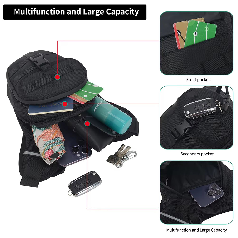 Waterproof Motorcycle Waist Bag Motorbike Riding Drop Leg Bag Men Outdoor Thigh Bag Breathable Moto Bag Large Capacity Chest Bag