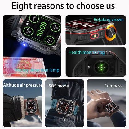Military GPS Smart Watch Men Flashlight Compass Waterproof Outdoor Sport Tracker Bluetooth Call Smartwatch