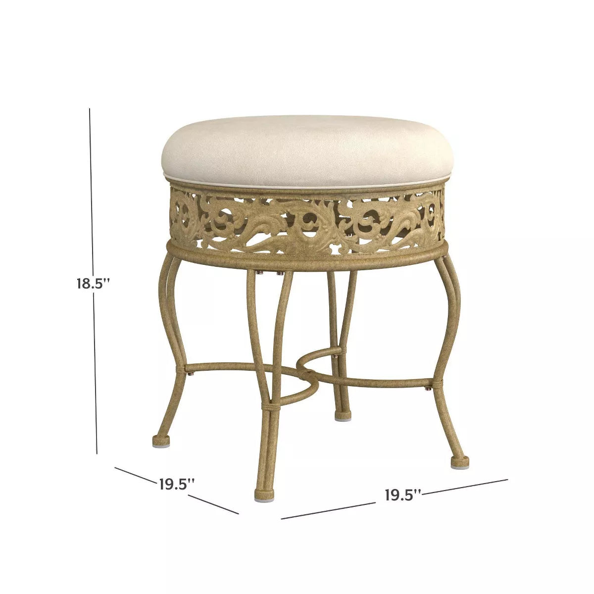 18.5" Villa III Upholstered Backless Metal Vanity Stool Beige - round Padded Seat, Makeup Bench