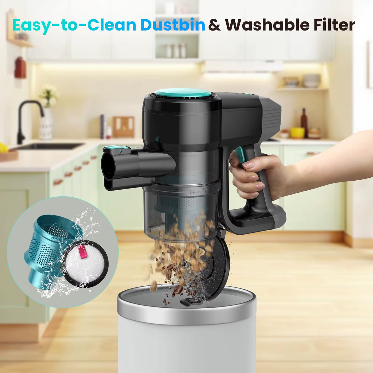 Vastorm N3T Cordless Stick Vacuum Cleaner - 40Kpa Powerful Suction, 3-in-1 Ultra Lightweight Handheld Design, Up to 40 Minutes Runtime for Carpets and Pet Hair