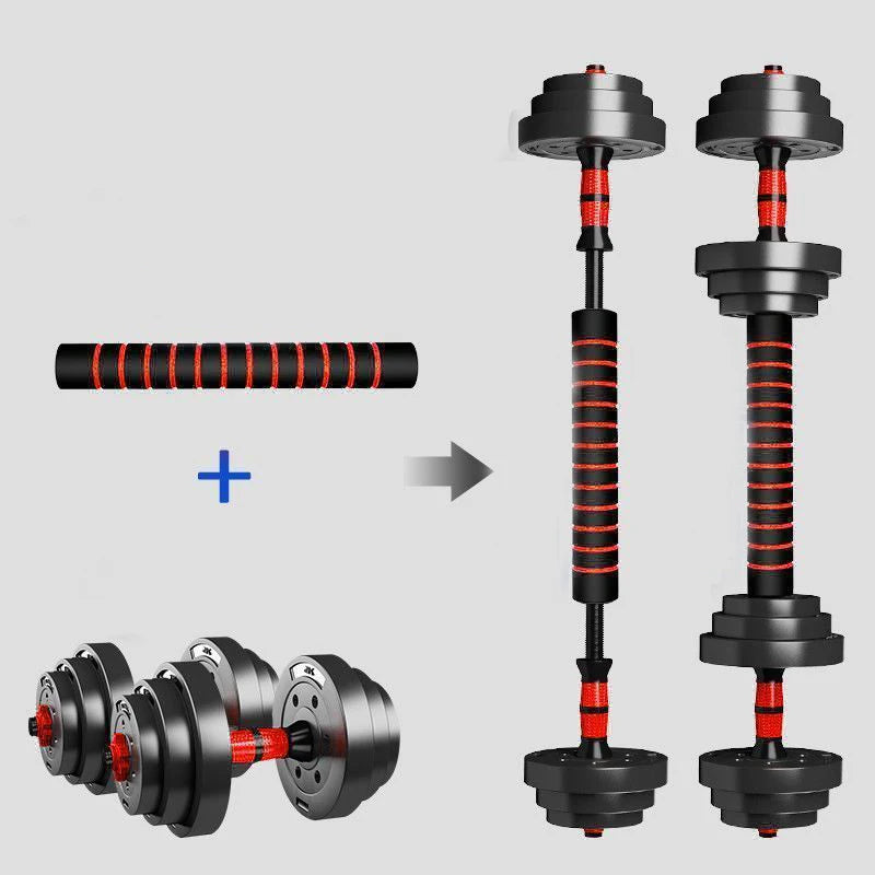Adjustable Dumbbell to Barbell Set (5-44 lbs) with Anti-Slip Grip for Versatile Home Gym Strength Training
