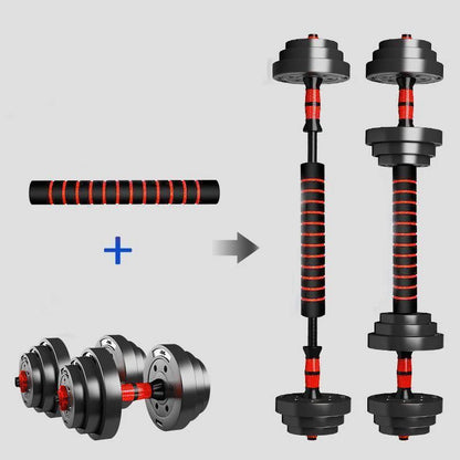Adjustable Dumbbell to Barbell Set (5-44 lbs) with Anti-Slip Grip for Versatile Home Gym Strength Training