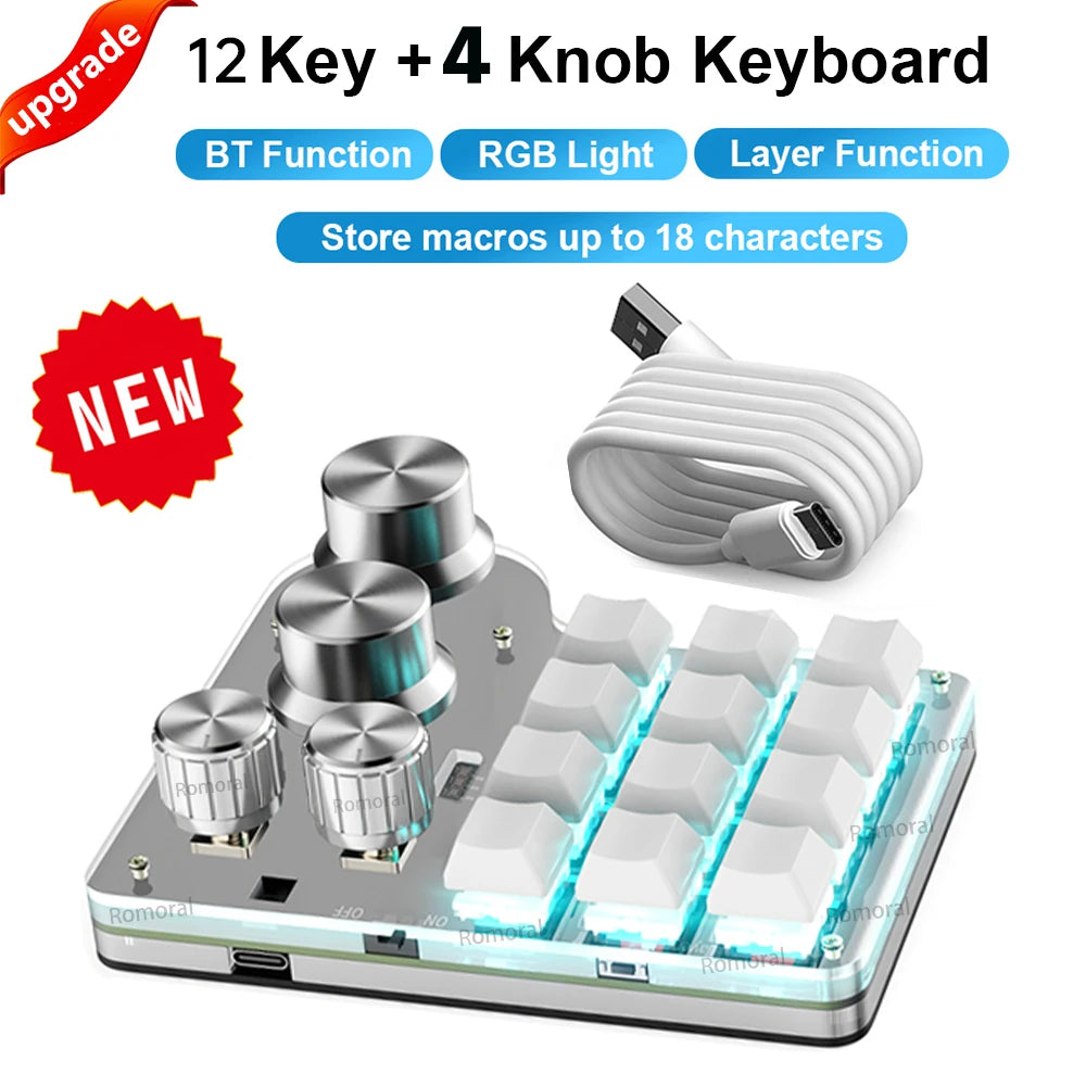 Programming Custom Bluetooth Macro Keyboard RGB Mechanical Keyboard for Mechanical Hotswap Macropad Photoshop Gaming Keypad