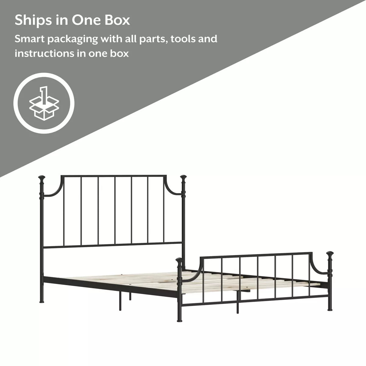 Queen Veridian Metal Bed in Matte Black Finish