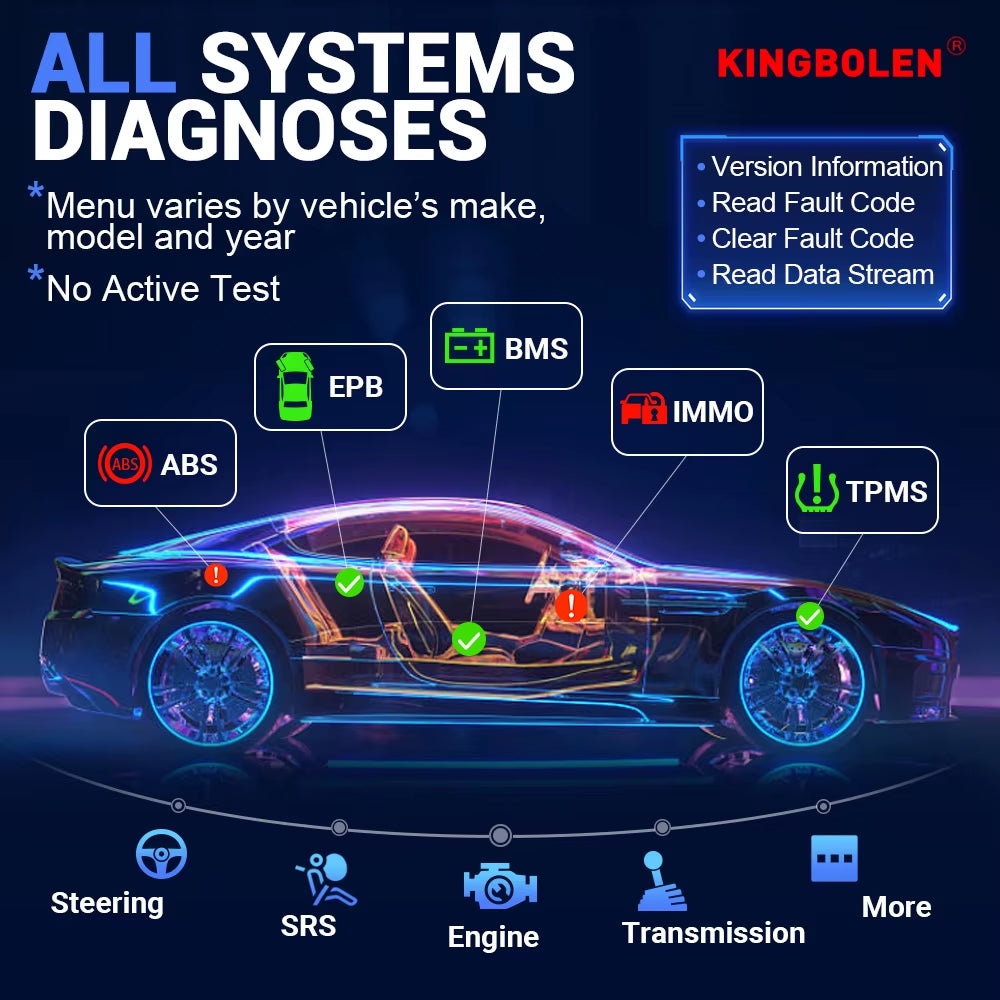 KINGBOLEN S6 CAN FD Comprehensive Automotive Diagnostic Tool with Bluetooth Connectivity and 28 Reset Functions - Lifetime Free Updates
