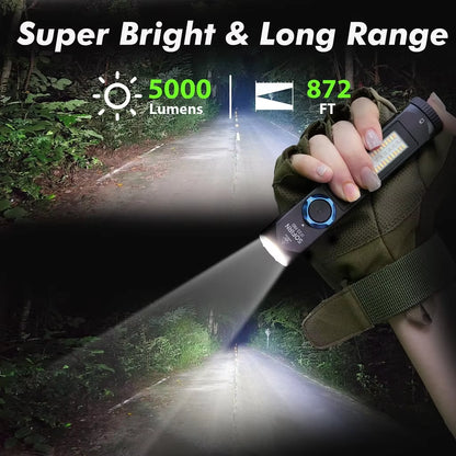 IF23 PRO 5000Lm Flashlight XHP70B Led Rechargeable USB C Super Bright EDC Torch with RGB Magnet for Outdoor Emergency