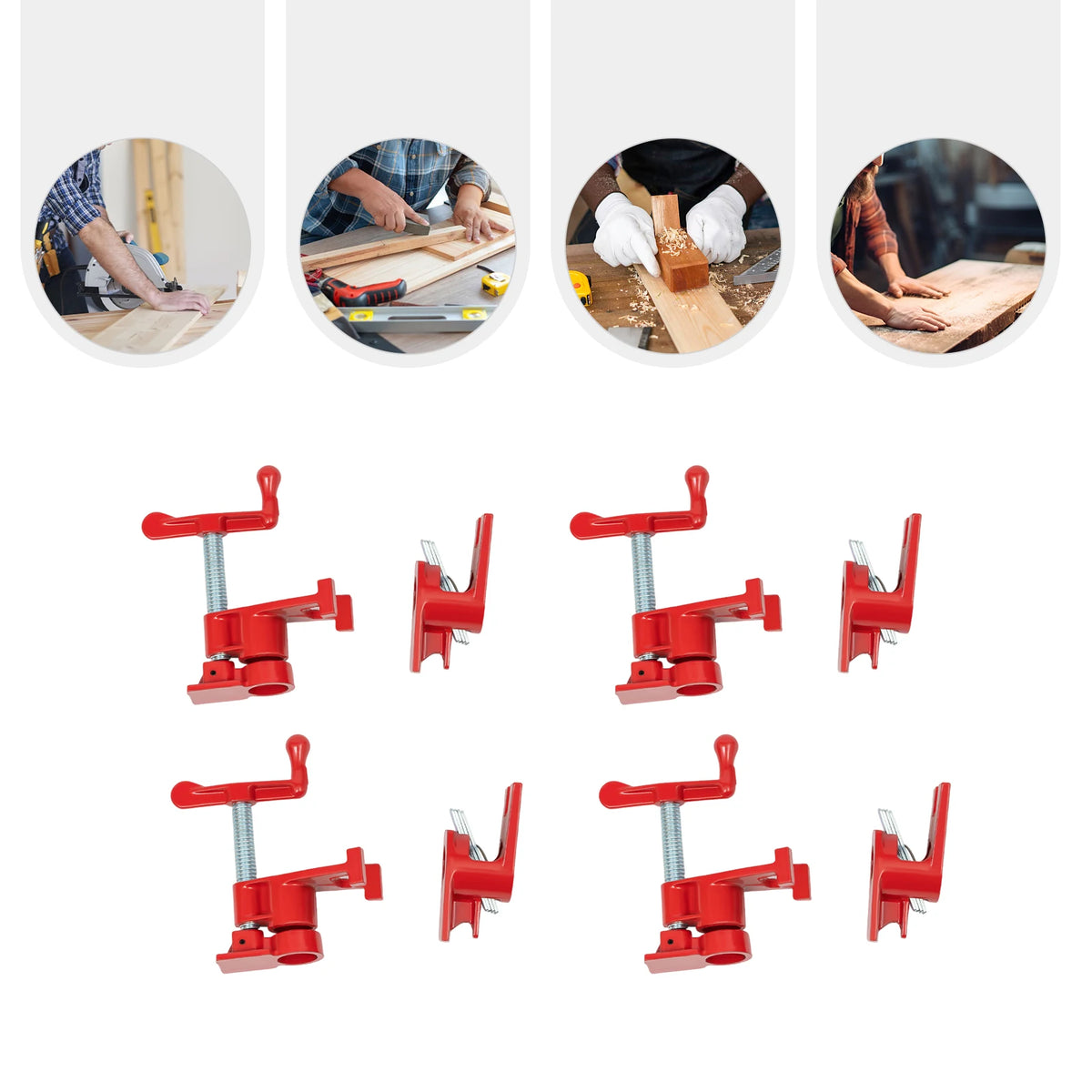 4-Piece Wood Gluing Pipe Clamp Set for 3/4" Threaded Pipes - Ideal for Woodworking Applications