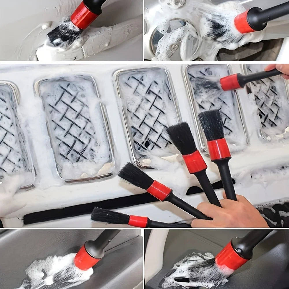 Car Detailing Tool Set: Scrubber Drill, Detailing Brushes, Air Conditioner Vent Cleaner, Towel, and Polisher
