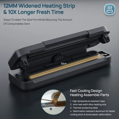 VH1506 Vacuum Sealer Machine Sous Vide Handle Type 80Kpa Multifunctional and Convenient Vacume Sealer Household