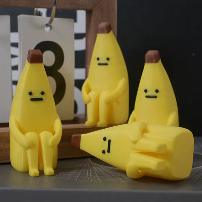 3D Anxious Banana Figurines – Durable Decorative Accessories for Home, Office, and Vehicle, Available in Sets of 1, 2, or 3 Pieces