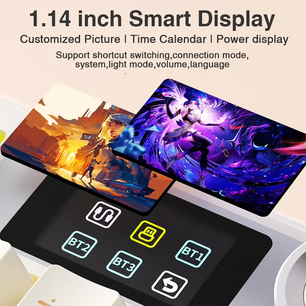 F108Pro Wireless Bluetooth Keyboard Macro Gaming Keyboard Gasket Hot-Swap Full Size Keyboard with TFT Smart Display