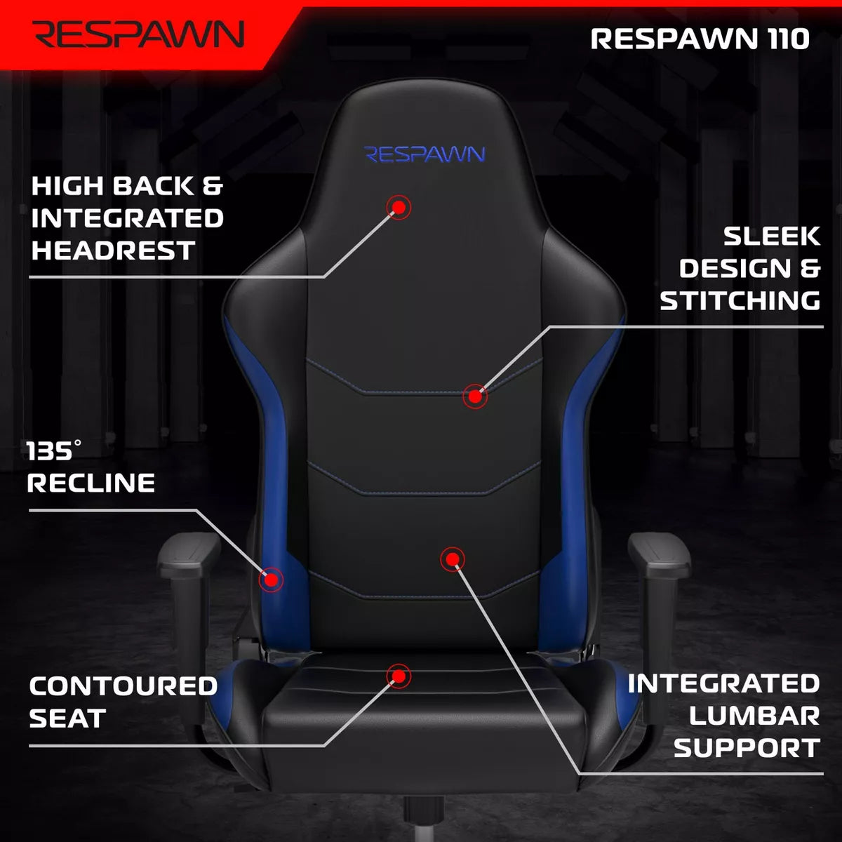 110 Ergonomic Gaming Chair - Blue