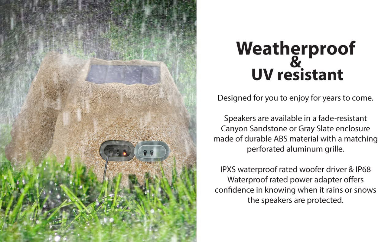 Soundpro Bluetooth Multi-Link Solar Rechargeable Wireless Rock Speaker